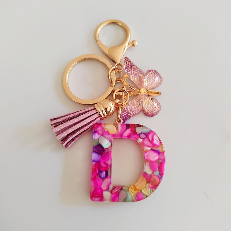 

Брелок з літерою від A до Z, фіолетовий метелик, китиця, ініціали, літери, брелок для ключів, жіночий кулон на сумку, прикраса для підвішування ключів, подарунки для пари
