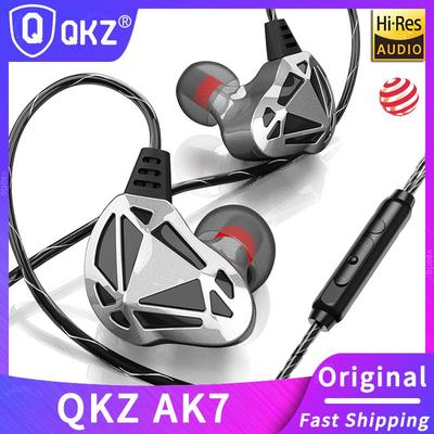 QKZ AK7 Copper Driver Wired Earphones HiFi Bass Stereo Super Clear Gaming Headset Music Sport 3.5mm AUX In Ear Earbuds With MIC