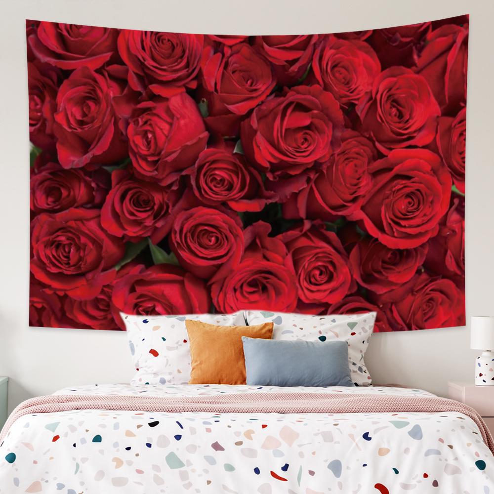 Beautiful Rose Bush Tapestry Wall Hanging Romantic Fresh Daisy Ins Style Wedding Party Background