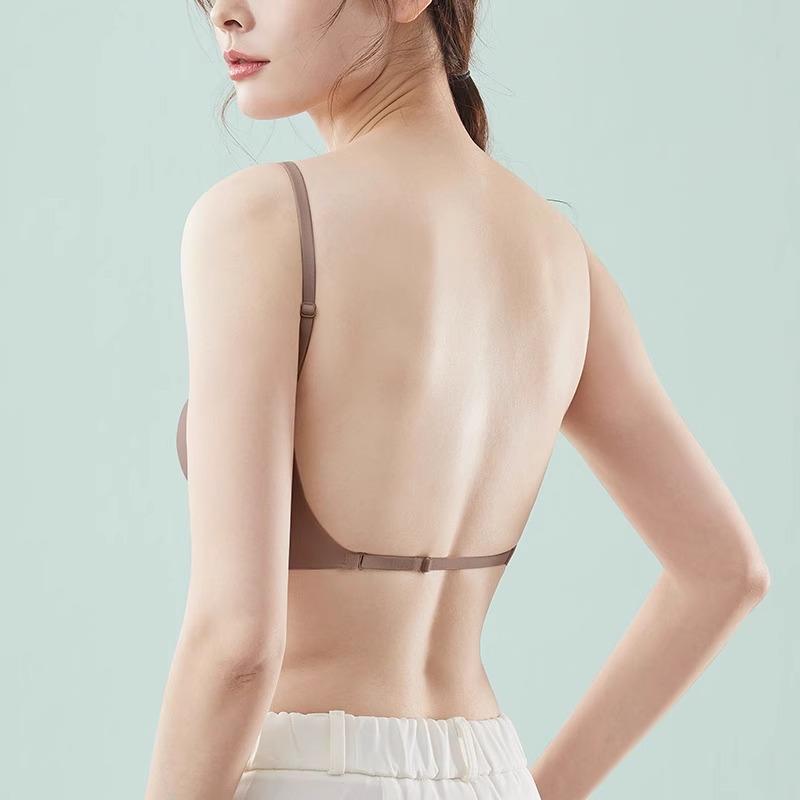 

Елегантний бюстгальтер пуш-ап без спинки для маленьких грудей - безшовний бандаж жилетного типу U-подібної форми S (32/70AB) кавовий