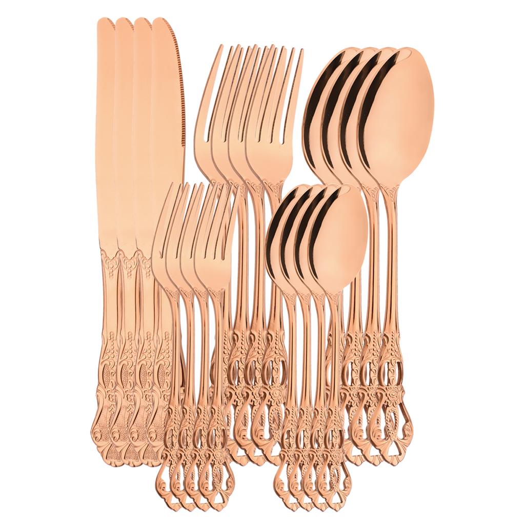 High Quality Cutlery Set Knife Fork Dessert Spoon Dinnerware Colorful Flatware Set Stainless Steel Silverware Kitchen Tableware
