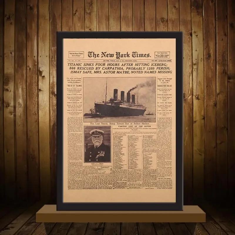 

1PC Classic The New York Times History Poster Titanic Shipwreck Old Newspaper Kraft Paper