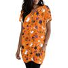 Women V Neck Pullover Dress Short Sleeve Halloween Print Pocket Casual Loose Fit Tunic Dress