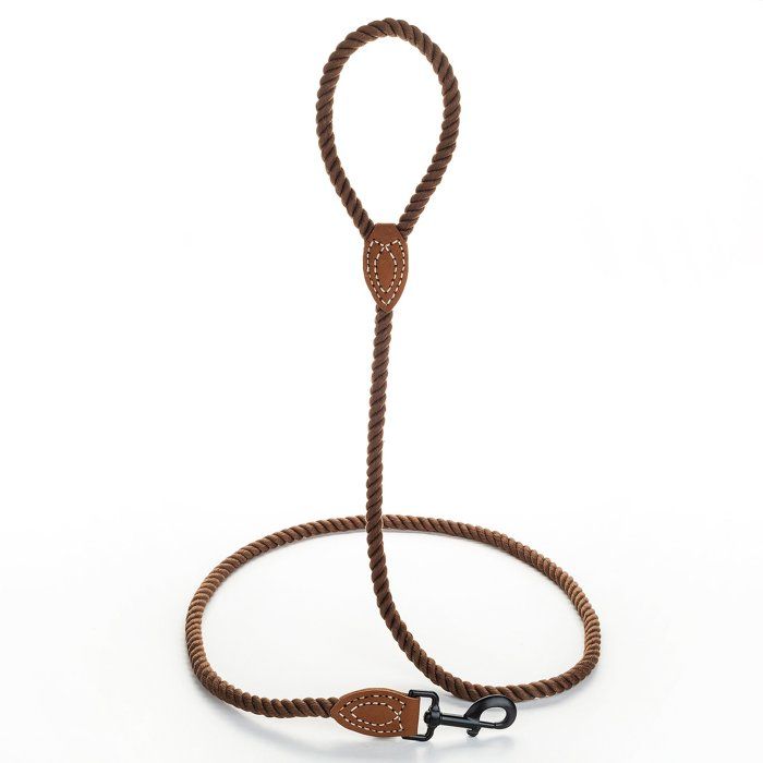 Laisse en corde de coton - mile high life - poignée en cuir - fermoir métal - 183 cm