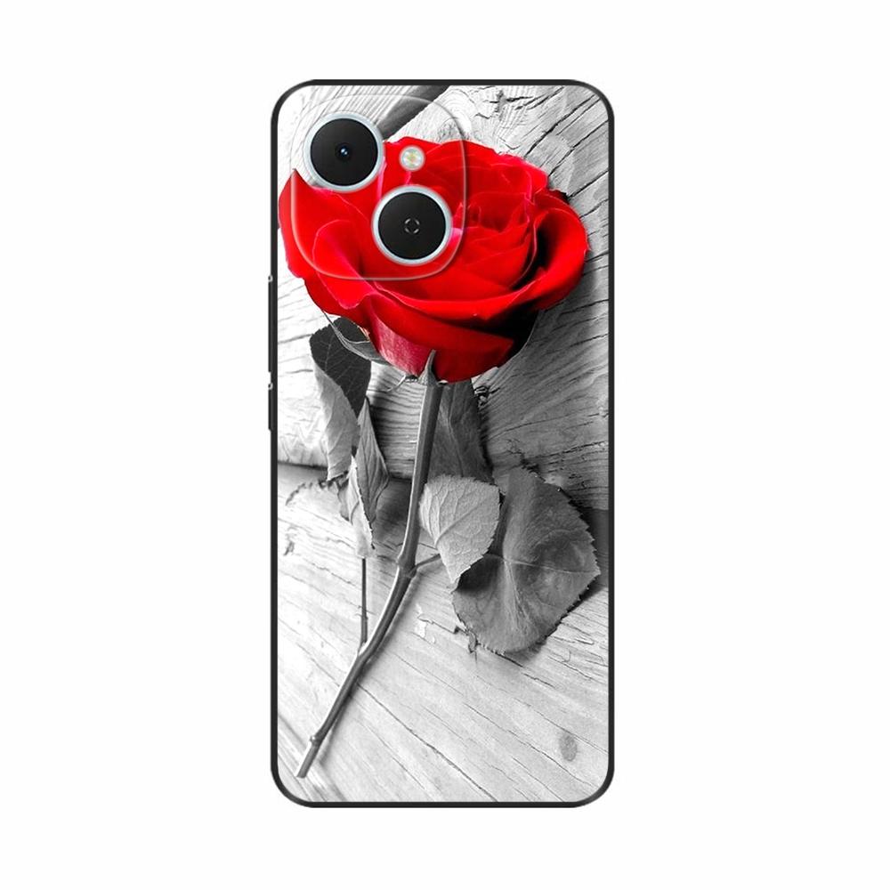 For Tecno Spark 40C Case Flowers Soft Silicone TPU Phone Cases For Tecno Spark 40C Shockproof Cool Wolf Flowers Protective Cover