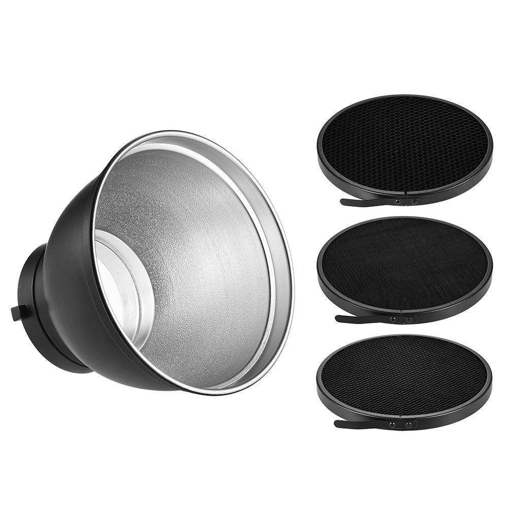 7 Standard Reflector Diffuser Lamp Shade Dish with 10 degrees 30 degrees 50 degrees Honeycomb Grid for Bowens Mount