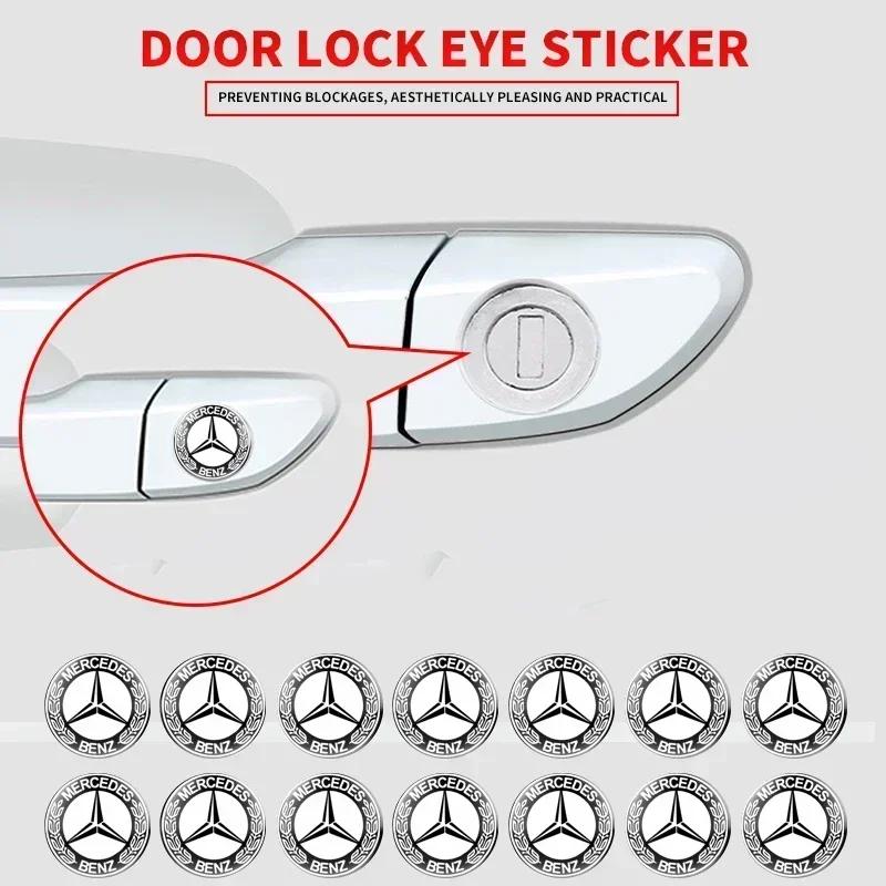 JRQEY1 2/5/10pcs Car Lock Keyhole Stickers Decoration Protection For Mercedes Benz C180 C200 C260 C300 W108 AMG CLA W206 W220 W211