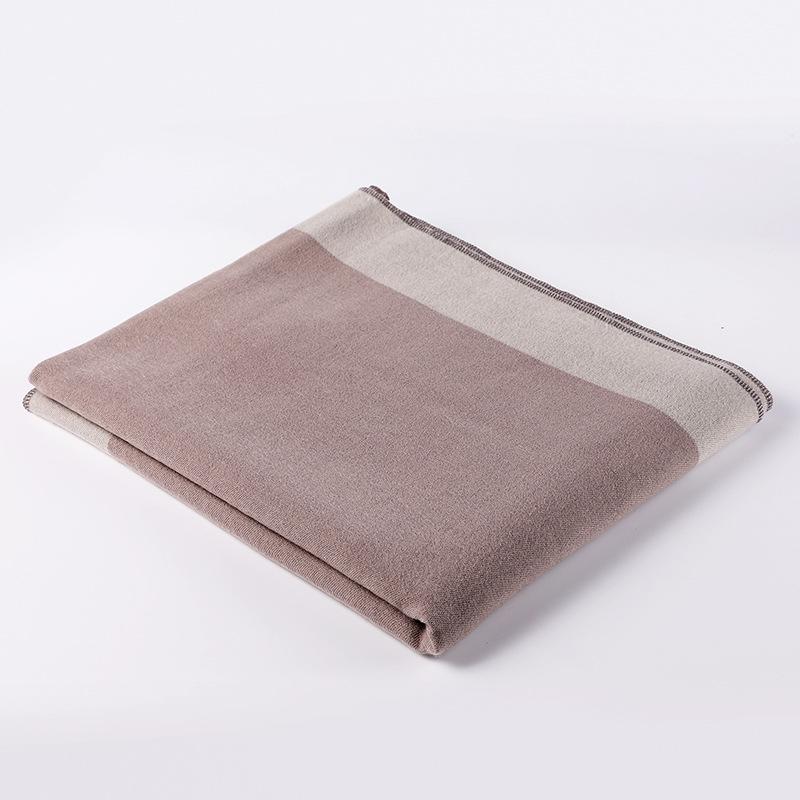 Women's European & American Double-Sided Solid Color Cape Shawl with Striped Edge