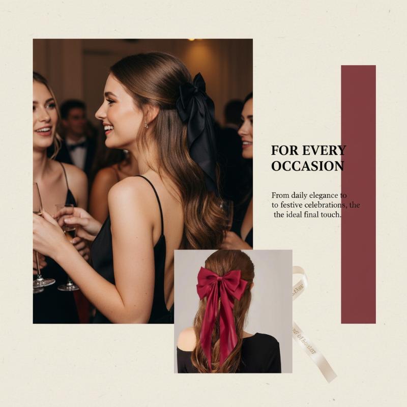 1PC Korean Big Bowknot Hair Clips for Women Girls Solid Satin Design Great for Enhancing Your Everyday Look