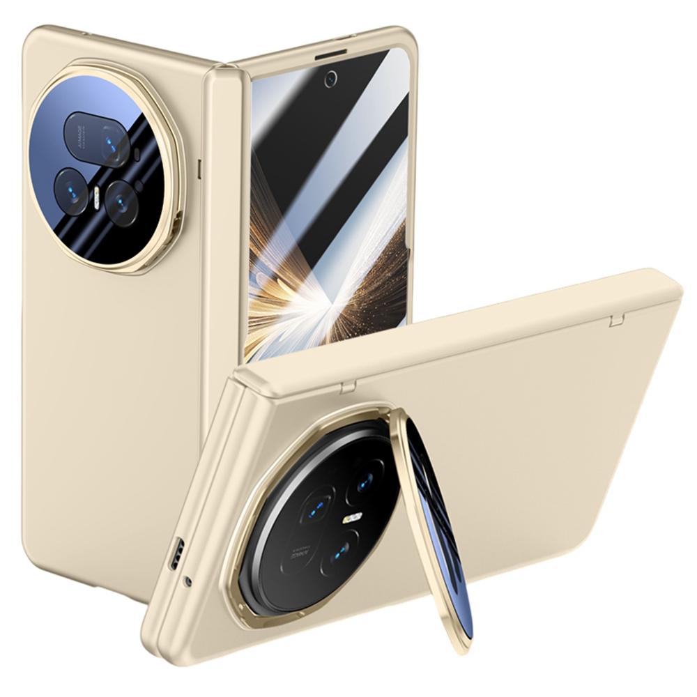 For Honor Magic V5 5G Case Kickstand Hard PC Phone Cover with HD Tempered Glass Film