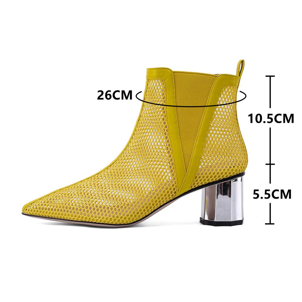 Fashion Women Summer Ankle Boots Mesh Cut Out Hollow Pointed Toe Bootie Shoes Female Thick High Heel Sandals Fashion Women Cool Boots