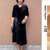 High-end Autumn Winter Retro Women's Velvet Plus-Size Dress V-neck Rhinestone Loose Long A-Line Casual Dress