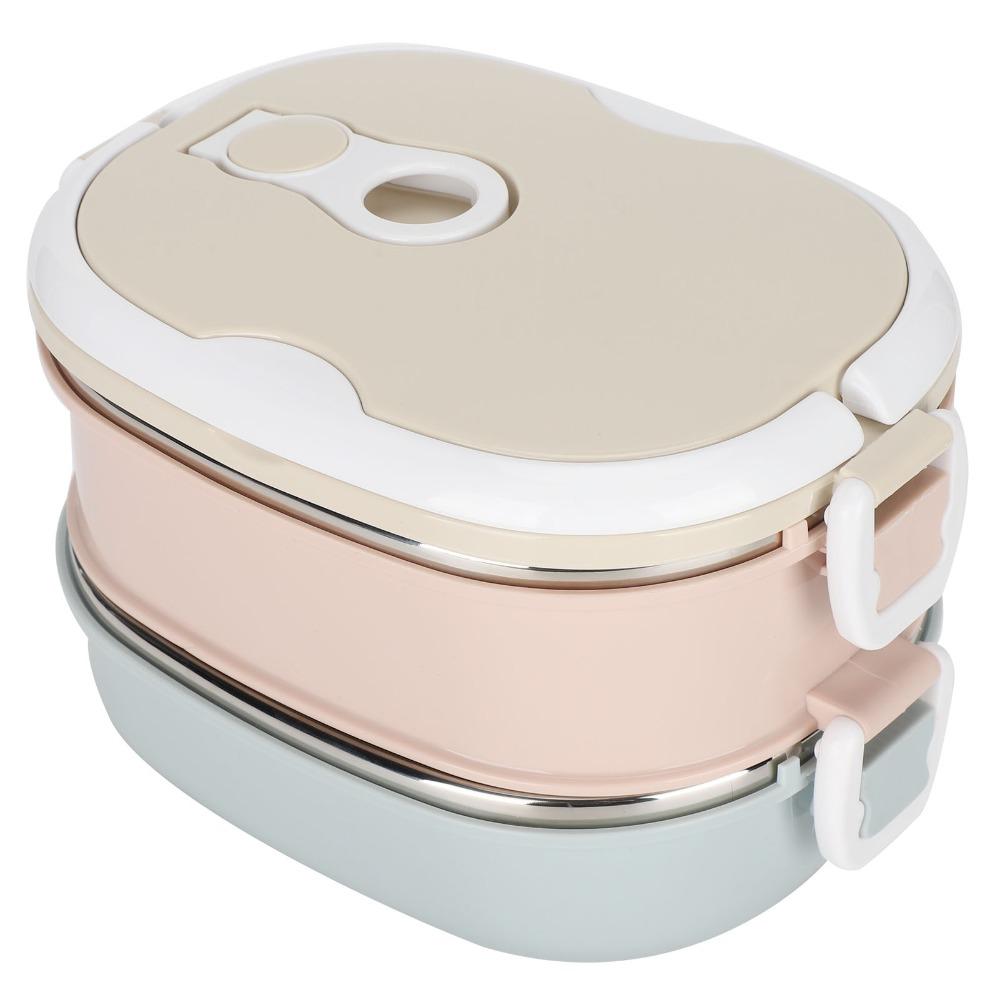 Round Shape Stainless Steel Lunch Box Stackable Design Thermal Food Container  For Office