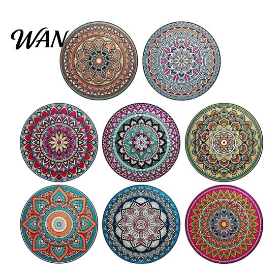 Non-slip Cup Coasters 8PCS Coasters, Colorful Wood with Non-Slip Heat Insulation Set Waterproof Drink Holder, for Home Office Dining Table Decorative