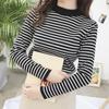Women Striped Mock Neck Sweaters Slim Elastic Long Sleeve Casual Pullovers Knitted Warm Tops For Women 2023 Autumn Winter