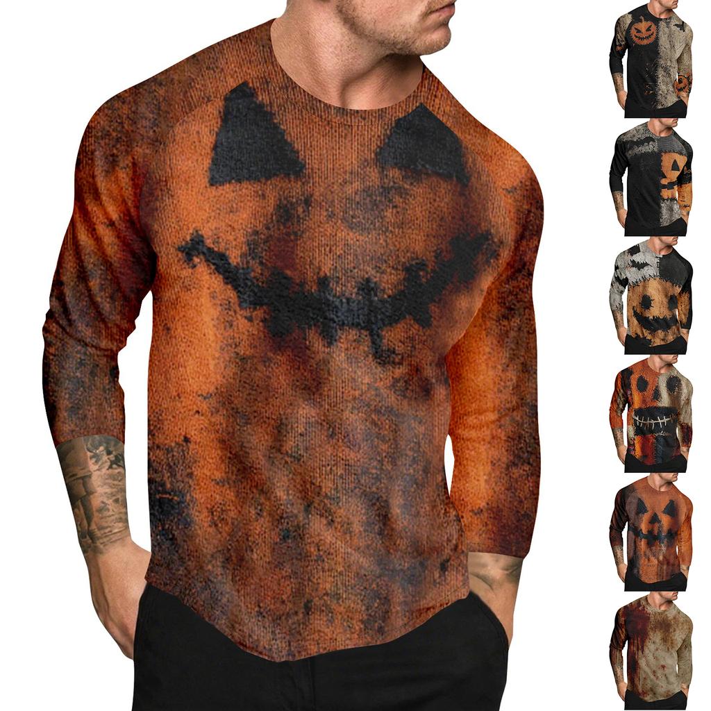 Halloween Print Raglan Sleeve Men's Long Sleeve Top