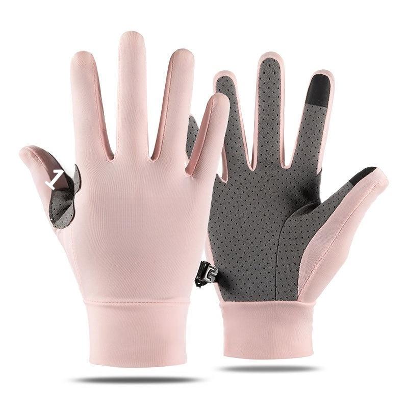 Lightweight Summer Sunscreen Gloves 1 Finger Open Perforated Anti Slip Breathable Ice Shreds Wrist UPF50+ Unisex for Driving