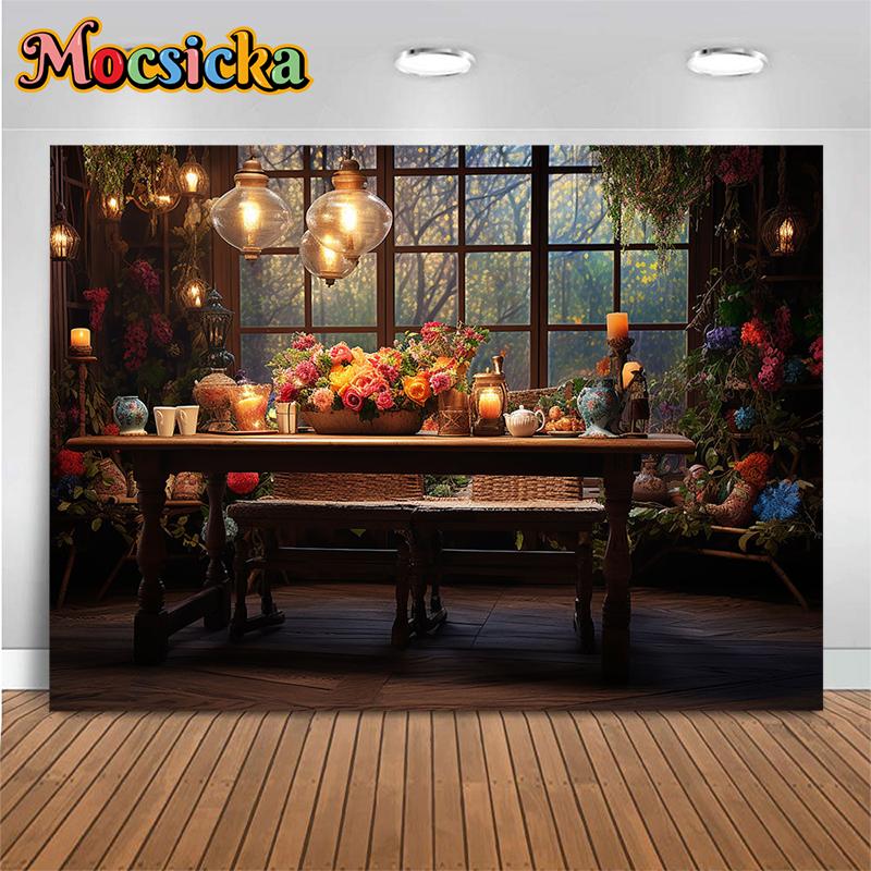 Mocsicka Spring Easter Backdrop Photography Night Flower Kid Baby Shower Family Background Birthday Decor Wallpaper Photo Studio