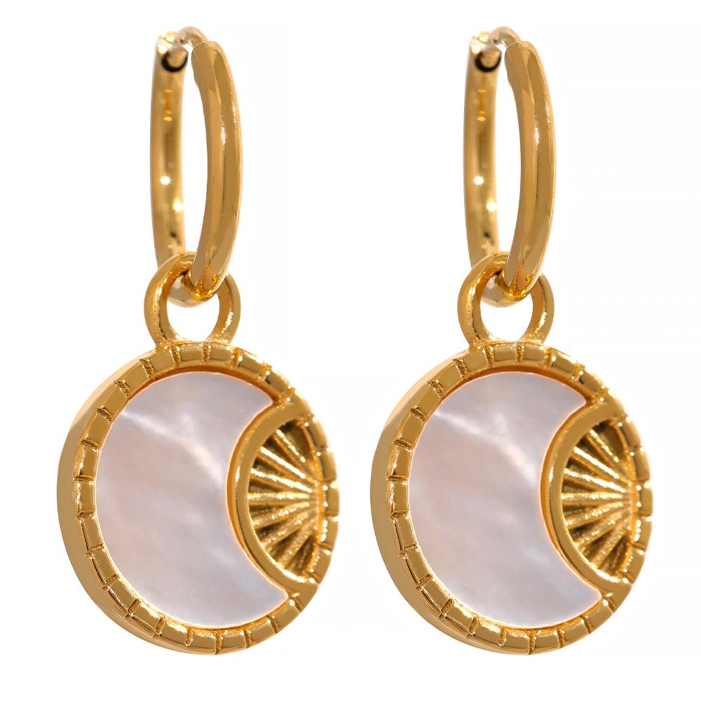 

Yhpup Stainless Steel Shell Star Moon Drop Dangle Earrings Pvd Golden Elegant Fashion Jewelry Women des boucles d oreilles