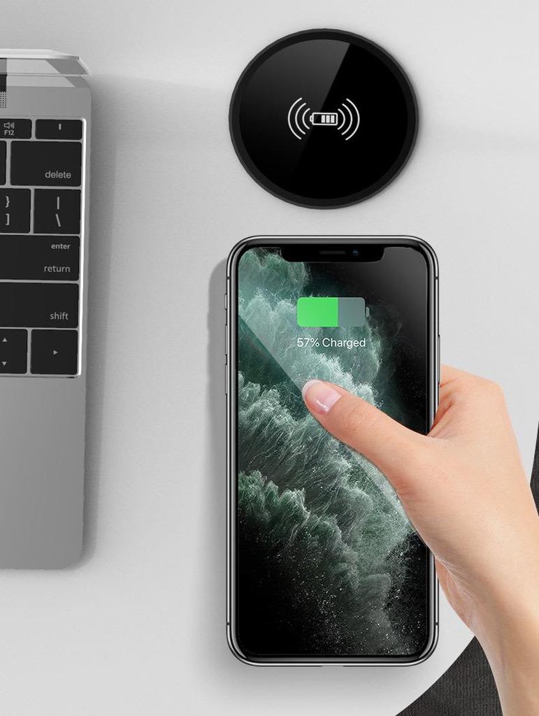 Eingebettetes Desktop-Wireless-Qi-Ladegerät: 15W Schnellladung für Mobiltelefone, Ideal für Schreibtische mit Spülbeckenloch-Kompatibilität
