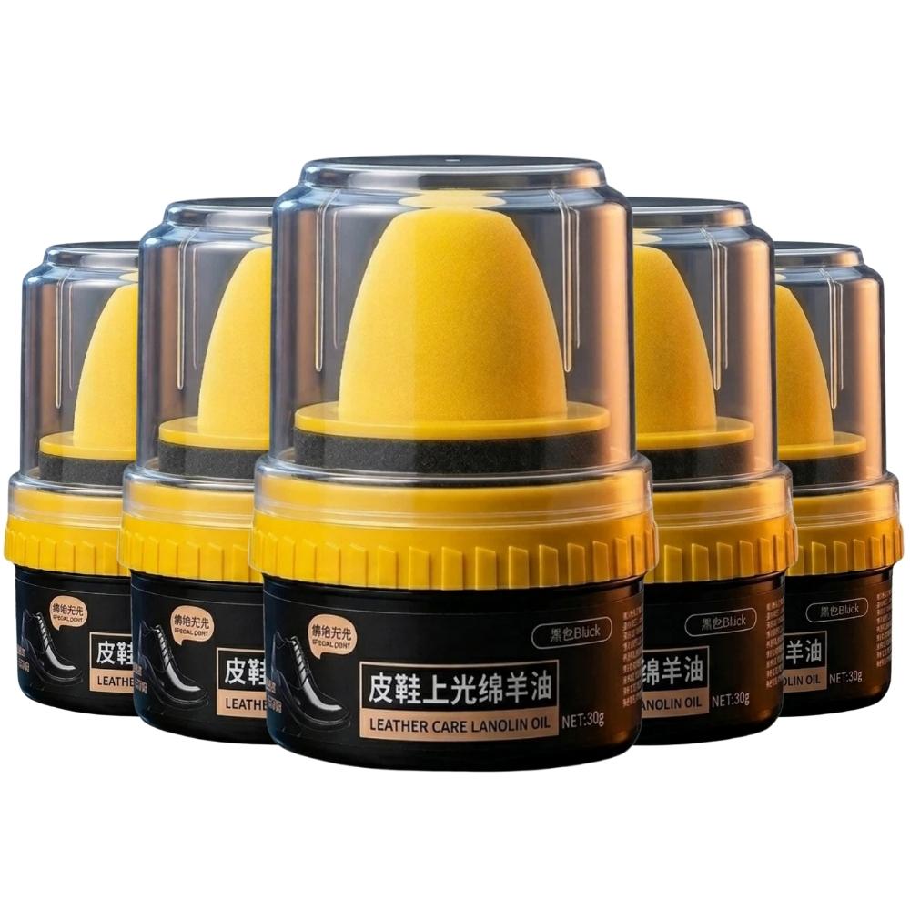 Pack of 5 Self-Shining Leather Shoe Polish Cream – Quick Shine Sponge Applicator for Leather Shoes, Boots & Footwear Care 30g Each