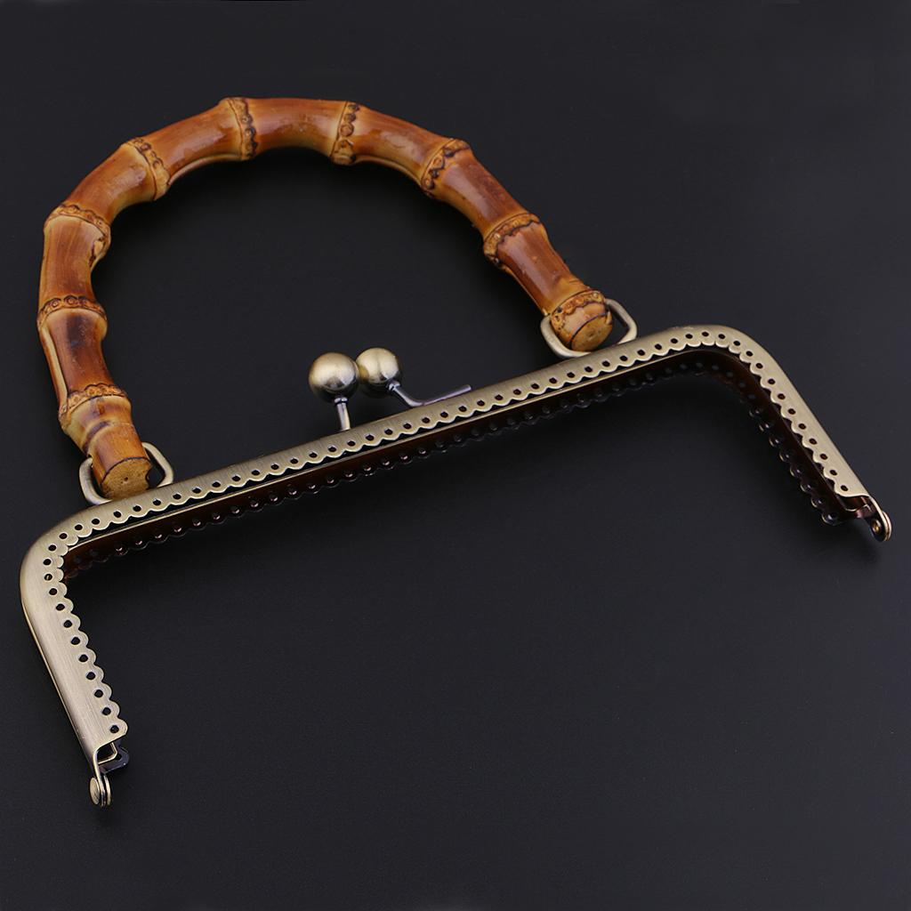 Sewing Craft Metal Purse Frame Iron Bamboo Handle Kiss Clasp Lock for Handmade Bag and DIY Purse Supplies