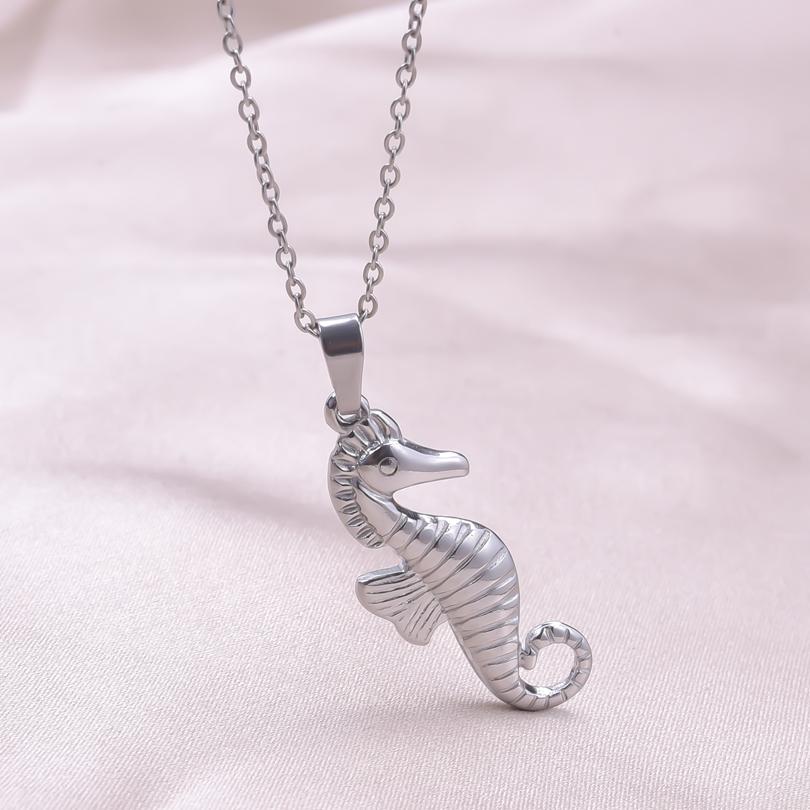 Fashion Sea Necklace Stainless Steel Shell Tortoise Seahorse Pendant Necklaces For Women Men Adjustable Bead Chain On The Neck