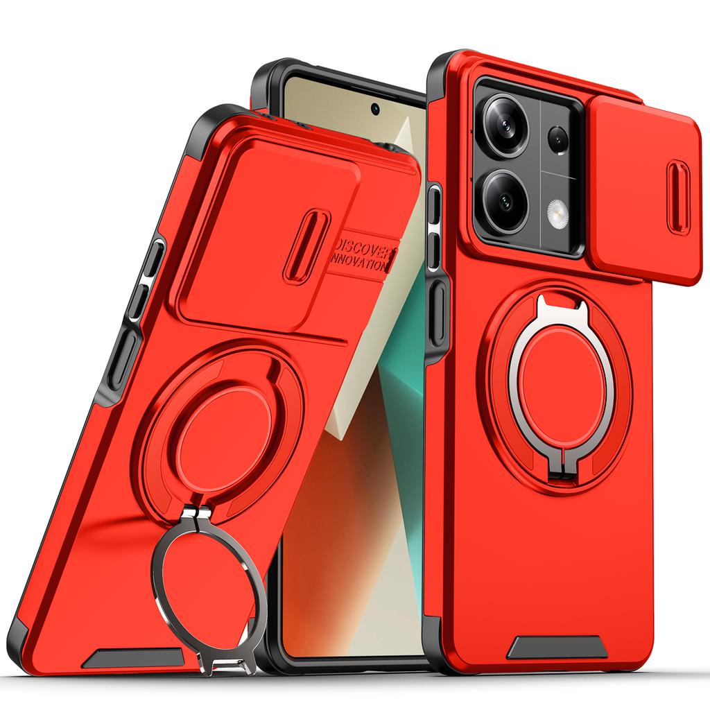For Redmi 13 Case Redmi 13 5G Cover Redmi 13 Pro 4G New Armor Case Slide Lens Protect Magnetic Ring Holder Cover