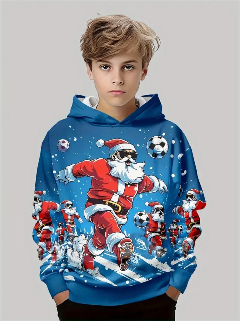 Felpa per bambini, felpe con cappuccio natalizie, moda per bambini, stampa di Babbo Natale, vestiti per bambine, abbigliamento per esterni per bambini