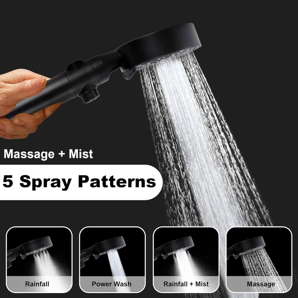 RV Shower Head with Hose, High Pressure 5 Mode Shower head Replacement, Shower Head for RV/Campers, Travel Trailer, Motorhome for Water Saving,Pause