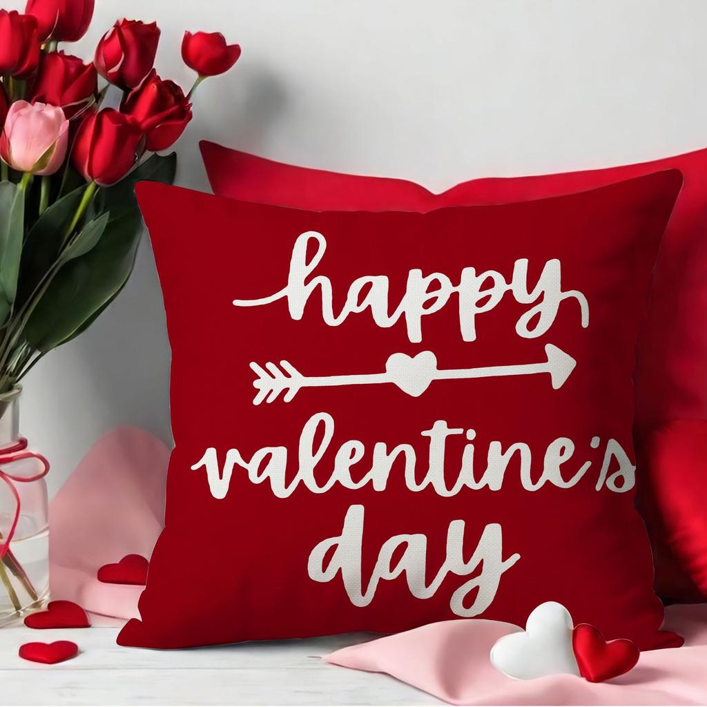 Neuer Valentinstag Bedruckter Kissenbezug Leinen Nordisch Wohnzimmer Sofa Kissenbezug Kissen