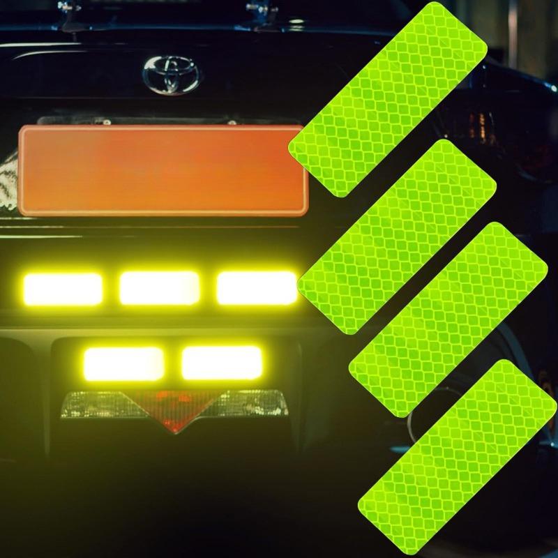 10 Pcs High Visibility Reflective Stickers Waterproof Fluorescent Yellow Green for Car Motorcycle Bicycle Truck