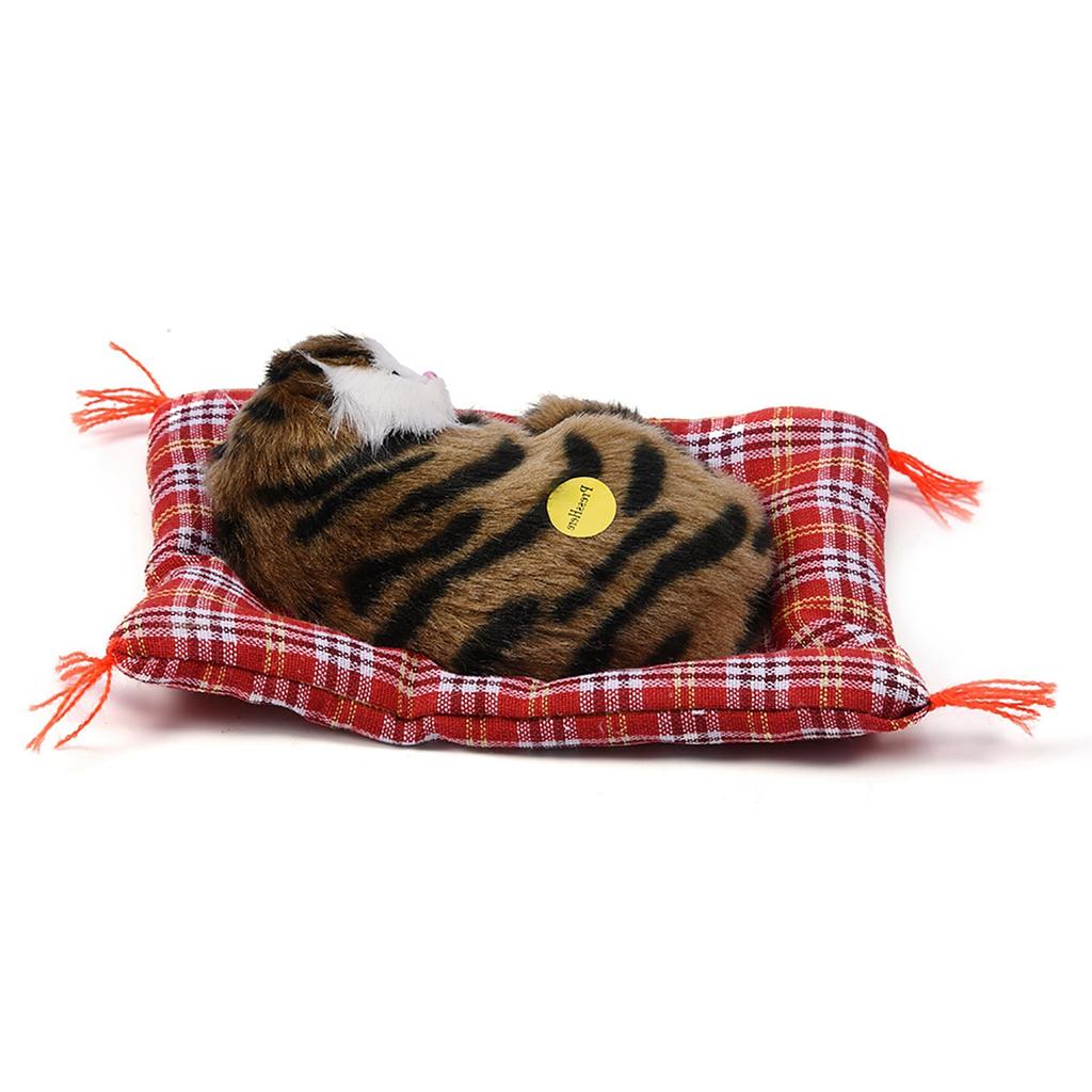 Symulacja Śpiącego Dziecka Kot Pluszowa Zabawka Dźwiękowa Wypchana Lalka Dekoracja Domu (Czarny   Brązowy)