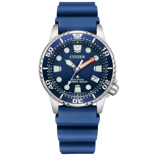 Citizen Promaster Men's Dive Watch, Waterproof, Boys' Size, Light-Powered Eco-Drive, 200m Diver, Navy Blue, Luminous, Unisex, Urethane Finish, EO2021-