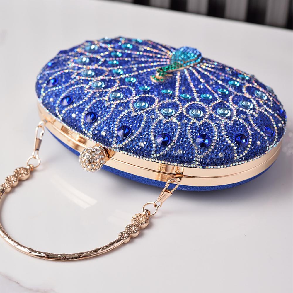 Green Peacock Woman Bags Diamond Vintage Party Evening Handbag Crossbody Shoulder Bag for Ladies Bling Luxury Designer Purses