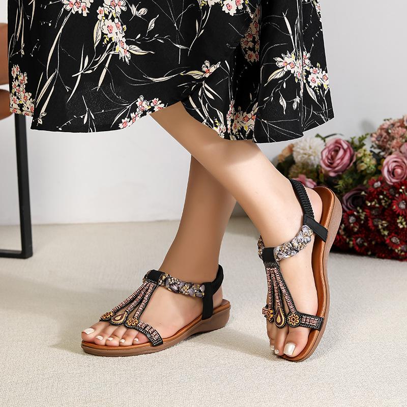 Sommer Neue Vielseitige Mode-Trend Damen Sandalen Elastisches Band Leichte Bequeme Sandalen