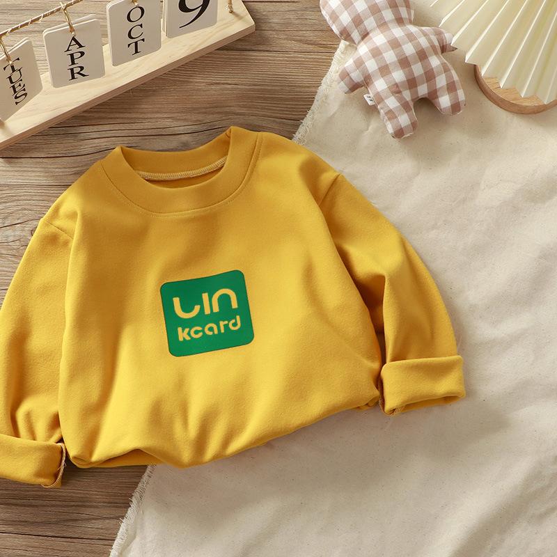 Children's Clothing, German Velvet Boys' Thermal Underwear, Long Sleeved Thick Base Shirt, Single Piece Semi High Neck, Girls' Autumn and Winter
