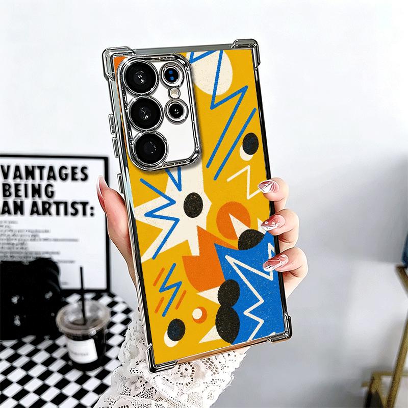 Abstract Geometry PopArt Desgin Soft Phone Case For Samsung Galaxy S26 Ultra S25 Edge S24 FE S23 Plus S22 S21 + S20 Plating Anti