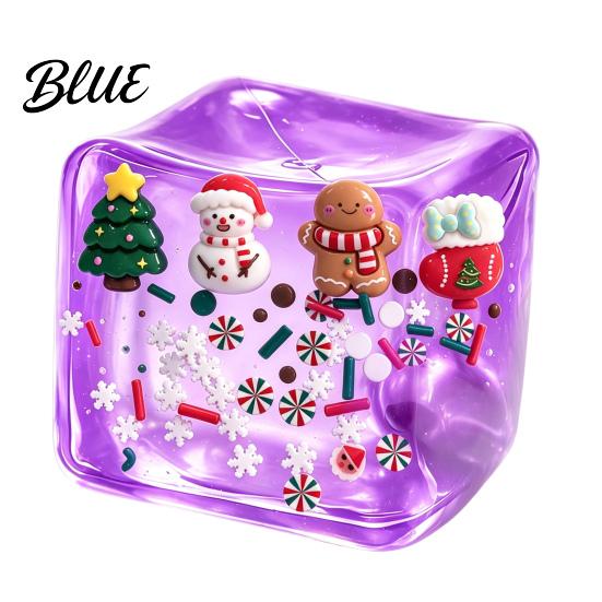 Clear Ice Cube Toy Christmas Stress Sensory Toy, Anxiety Relief with Gadget Snowman Tree Snowflake, Squeeze Xmas Stocking Stuffers Holiday Party