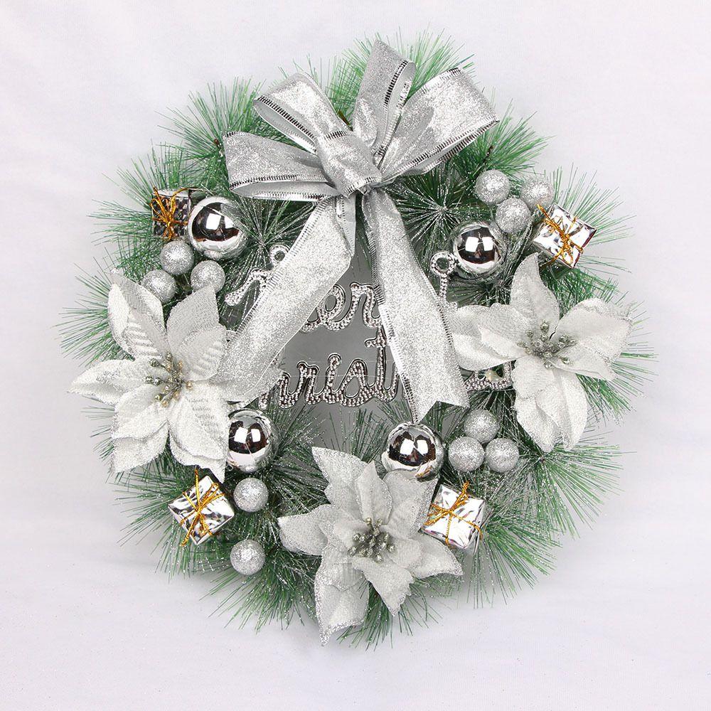Lujosa Corona de Navidad de PVC para Puerta Principal Elegante Decoración de Guirnalda para Fiesta de Navidad