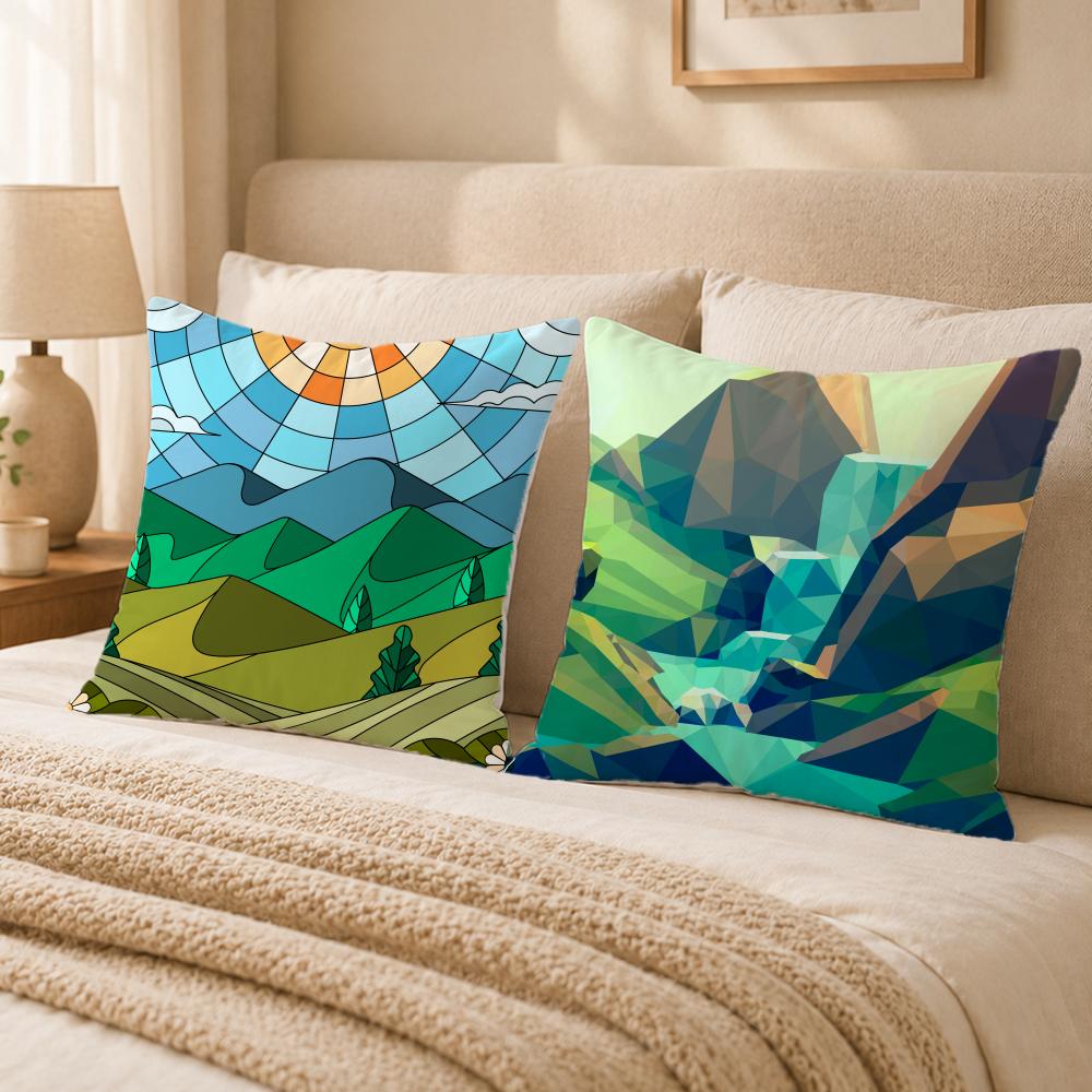 Art G-Geometric LandscapeS Cushion Cover Double-Sided Printed Pillow Cover Hypoallergenic Dust-Mite Proof