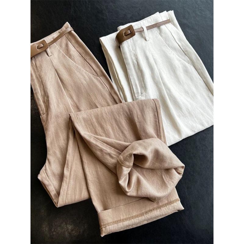 

Exclusive! Ultra-Comfy Tencel Linen Women s Summer Slimming Straight Wide-Leg Pants S хаки