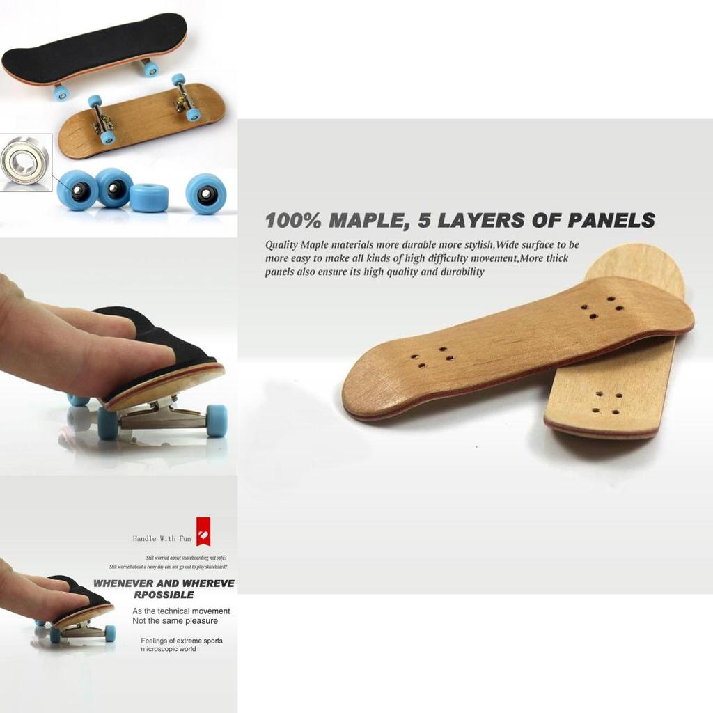 Premium Complete Wooden Fingerboard Finger Skate Board With Grit Box And Foam Tape