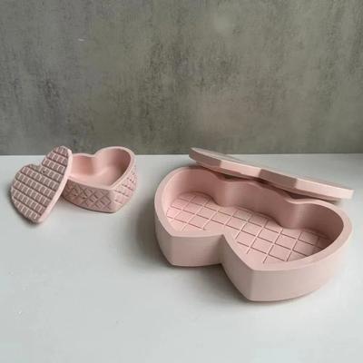 Heart-Shaped Storage Box Gypsum Mold 3D Epoxy Resin Jewelry Storage Box Silicone Mold for Pot Plaster Candle Box Resin Mould