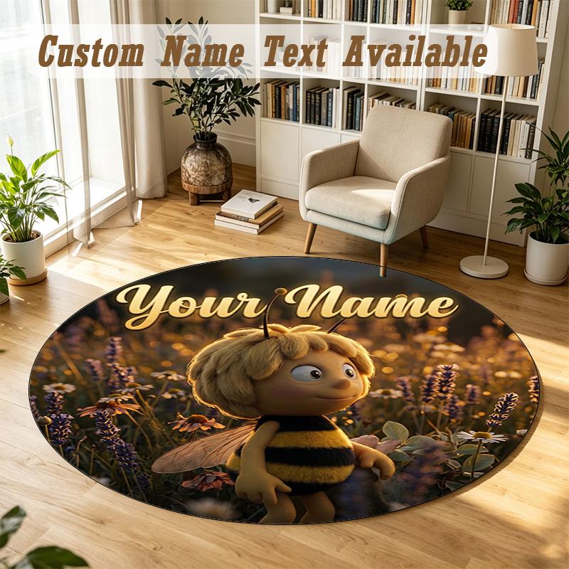 Die Biene Maja Personalized Round Rug Support Custom Name, Soft Home Decor Mat