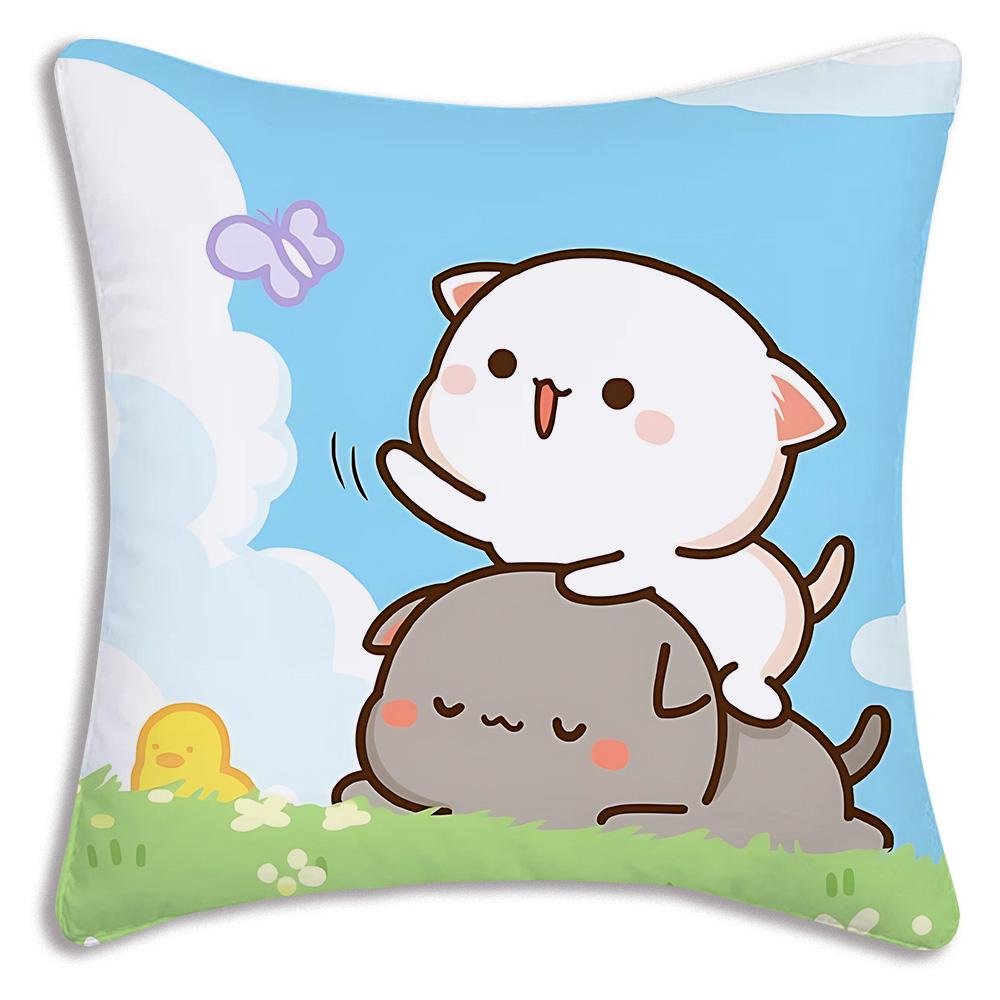 Cute PeachS And G-GomaS Pillow Covers Cartoon Sofa Decorative Home Double-sided Printing Short Plush Cute Cushion Cover