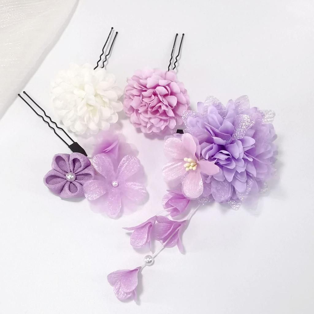 QianYang Hair Ornament Set - High-Quality Artificial Flowers for Kimono, Traditional Japanese Clothing, Furisode, Shichi-Go-San, Yukata, Wedding,