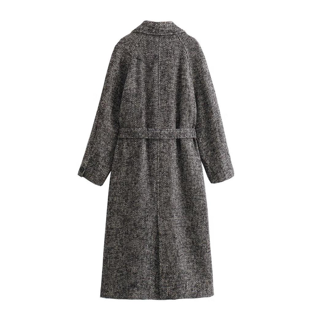 2023 Autumn/Winter Women's Slim Suit Collar Mid-Length Wool Coat