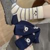 Cute Cartoon Striped and Color-blocking School-style Socks for Spring and Autumn, Plush Three-dimensional Puppy Fabric Label Socks