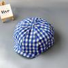Retro plaid newsboy hat women's big hat top shows face small beret literary and versatile painter hat cloud hat
